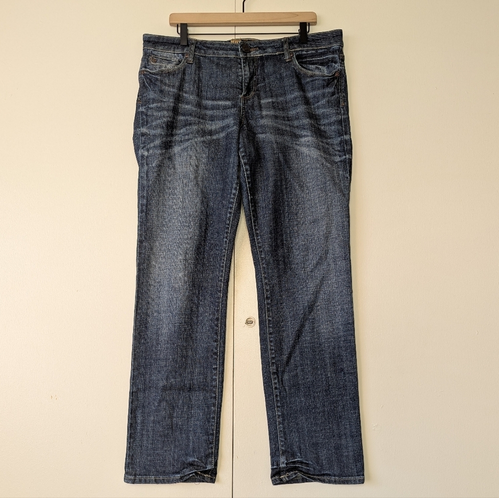Kut from the Kloth Distressed Straight Leg‎ Jeans Dark Wash Size 14